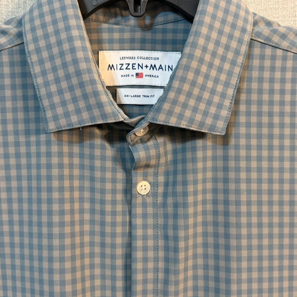 Mizzen Main Shirt Mens XXL Blue Gingham Leeward Trim Fit